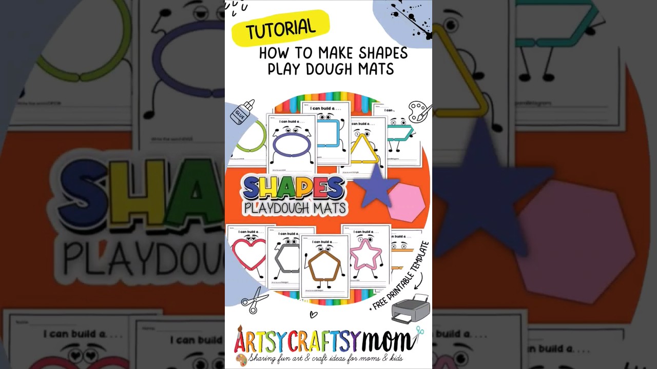 How to make Shapes Play Dough Mat #papercraft #artsycraftsymom